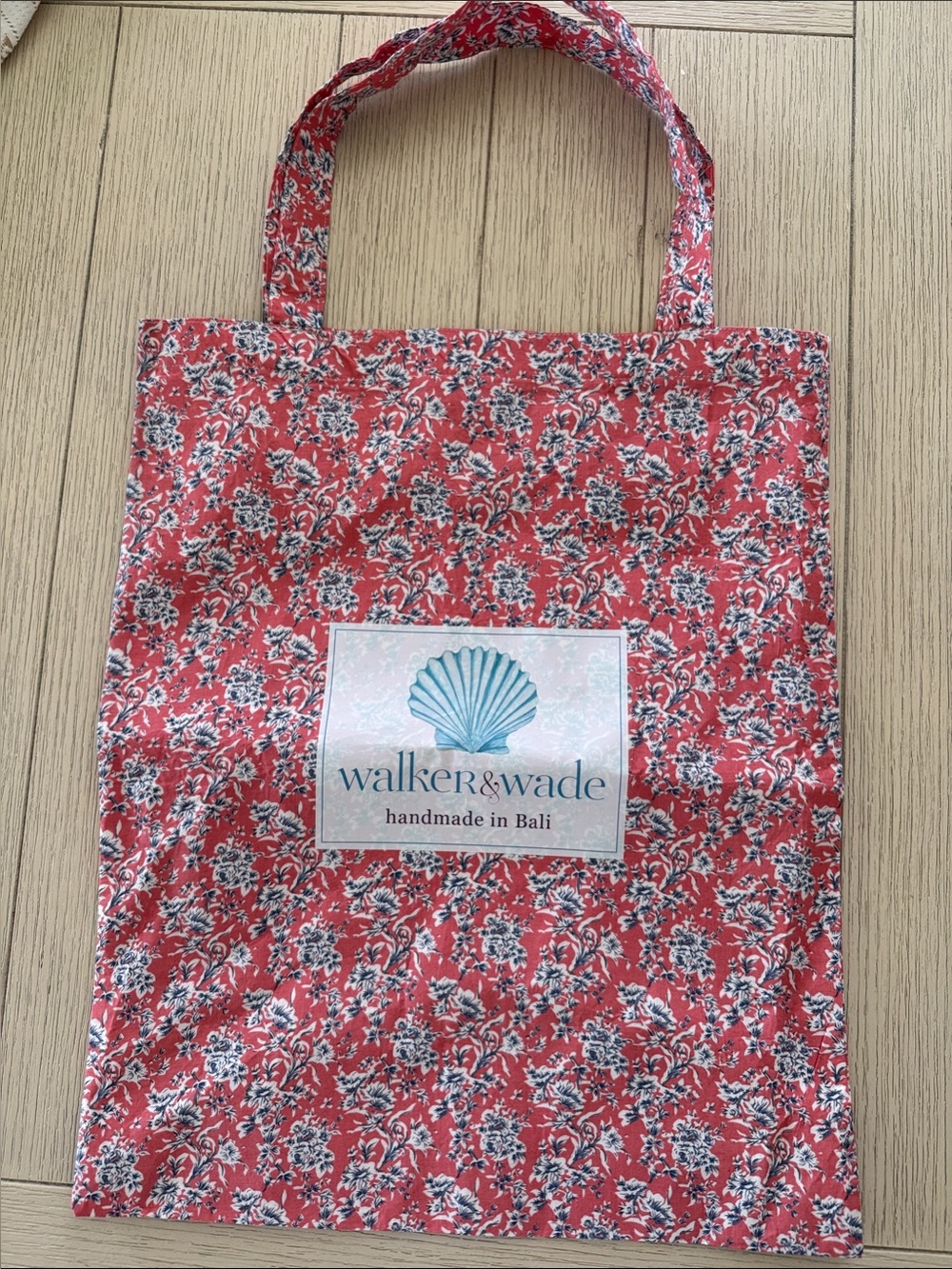 Walker & Wade Red Floral Tote Bag with Top Handles